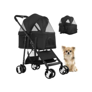 Coche 3 en 1 Plegable para Perro Negro