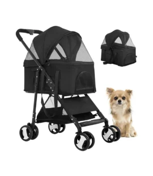 Coche 3 en 1 Plegable para Perro Negro